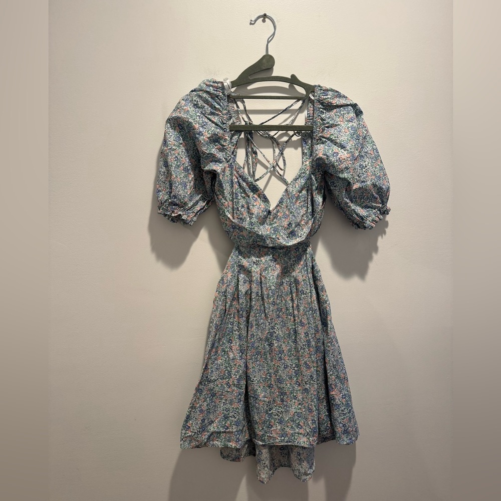 Altar'd State Floral Puff Sleeve Mini Dress